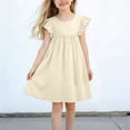 thumbnail image 2 of Tranfacy Robes pour Filles Enfants Sans Manches Couleur Unie Épaules Dénudées Col Rond Princesse Tenue de Fête pour Ados Enfants, 2 of 6