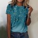 thumbnail image 5 of Camisetas de Manga Corta para Mujeres Moda Impresa Cuello Redondo Camiseta, Lentejuelas Detalle para Primavera Verano Casual Y Fiesta, 5 of 8