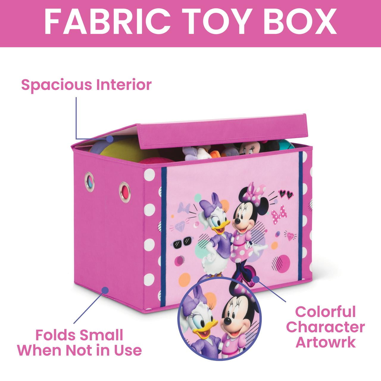 Minnie Mouse 3-Piece Art & Play Toddler Room-in-a-Box by Delta Children – Includes Draw & Play Desk, Art & Storage Station & Fabric Toy Box, Pink