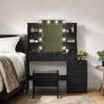 thumbnail image 6 of LEDREM Modern LED Vanity Desk with Mirror - 6 Drawers & 4 Open Shelves, Dimmable Lights (10 Bulbs), Sturdy Particleboard, Easy Assembly, Ebony Black, 6 of 6