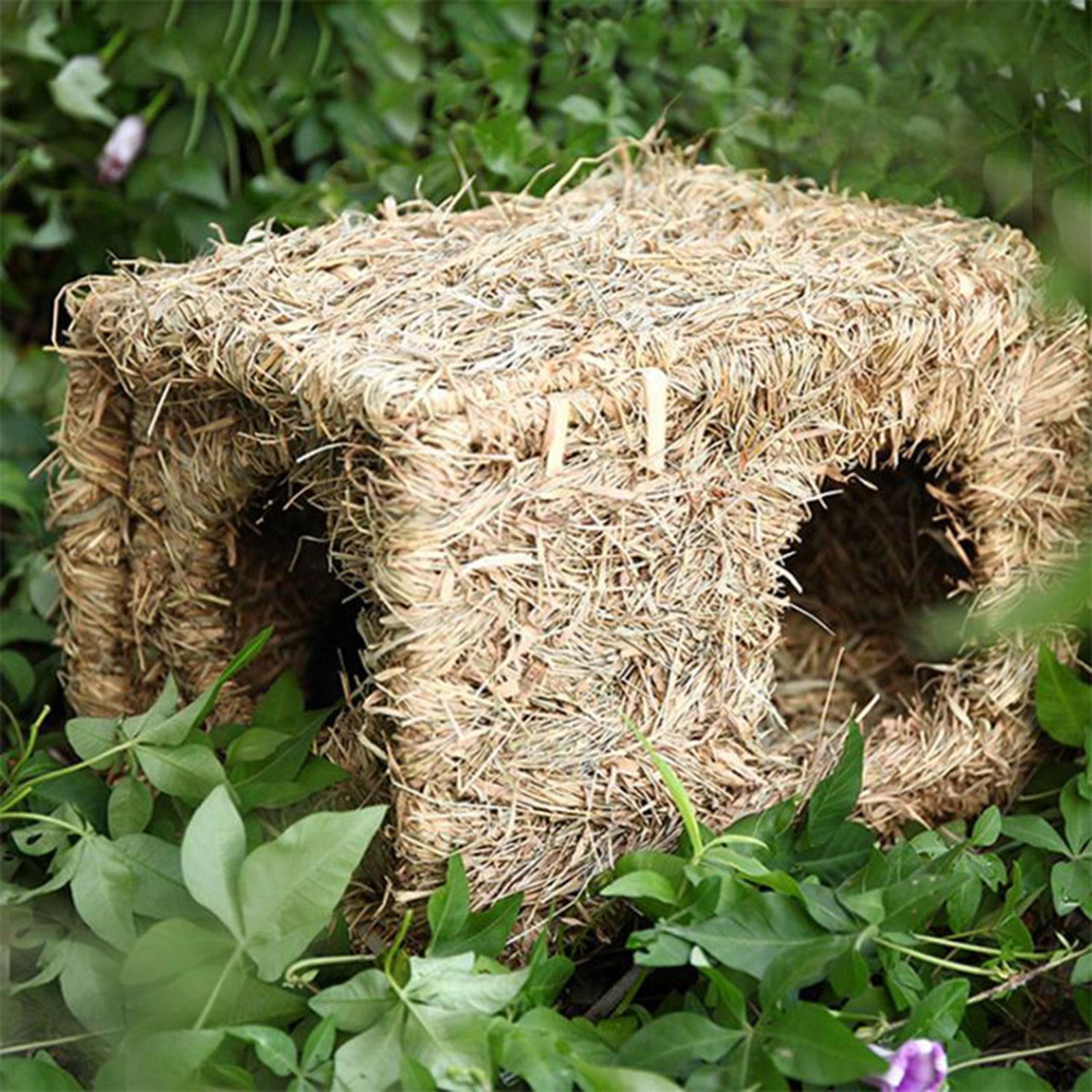 Bunny Grass House Natural Straw Woven Nest Tunnel Chew Toys for Hamsters