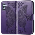 thumbnail image 2 of Designed for Samsung Galaxy A54 5G Case Wallet,Women Flip Folio Cover with Butterfly Emboss PU Leather Stand Credit Card Holders Slots Wrist Strap Protective Phone Case for Samsung A54 5G (Purple), 2 of 14
