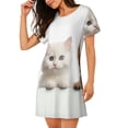 thumbnail image 2 of Fotbe Cute Kittens And Puppy Bata de Dormir para Mujer con Estampado, Camisón de Algodón de Manga Corta, Ropa de Dormir Casual, 2 of 6
