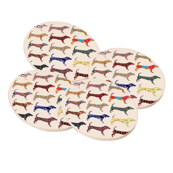 KuzmarK Sandstone Drink Coaster (set of 4) - Bloodhound Dog