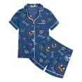 thumbnail image 4 of Gelikeya Silk Pjs Kids Size 12-13 Halloween Pajamas Button Up Shirts Shorts 2pc Outfits All Saints' Day Loungewear Girls Fashion 2-13Y (Navy, 12-13 Years), 4 of 5