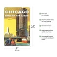 thumbnail image 2 of Chicago USA - Marina City Chicago River - United Air Lines - Vintage Airline Travel Poster by Tom Hoyne c.1965 - 8 x 12 inch Vintage Metal Tin Sign, 2 of 4