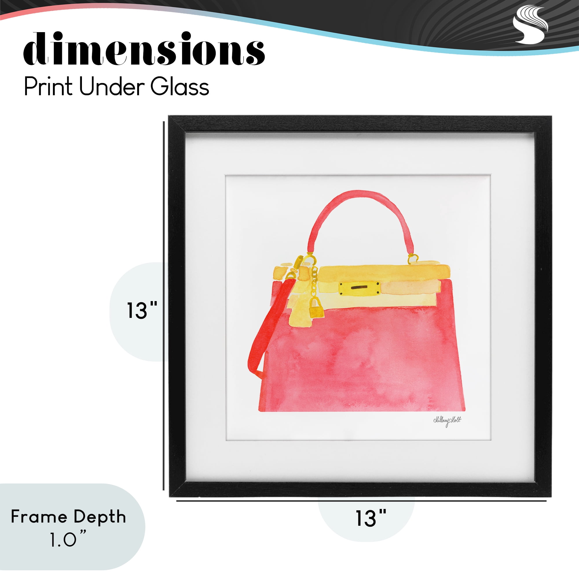 Stupell Industries Elegant Coral Handbag Black Framed Print Under Glass, design by Hillary Holt