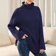 thumbnail image 5 of Babysbule Plus Size Womens Sweaters New Arrivals Women Solid Color Turtleneck Open Long Sleeve Turtleneck Ribbed Sweater Woman Clearance Women's Fashion, 5 of 6