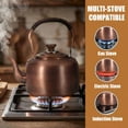 thumbnail image 4 of HuiXinOu 101oz Pure Copper Whistling Tea Kettle Stovetop Teapot Vintage Design Loud Whistle Lid Fast Boiling Water Pot for Home Kitchen and Stove Top Use, 4 of 9