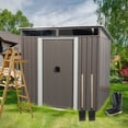 thumbnail image 2 of 6 x 5 FT Outdoor Storage Shed, Metal Garden Shed with Floor Frame, Tool Shed Outdoor Storage with Lockable Sliding Doors & Window & Air Vents, Storage House Waterproof for Backyard, Lawn, 2 of 9