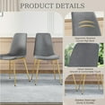 thumbnail image 2 of 36" Square Glass Dining Table Set, Modern Stainless Steel Cross-Leg Base with 4 Gold-Grey Velvet Upholstered Dining Chairs, for Dining Rooms, Cafes, Apartments, 2 of 7