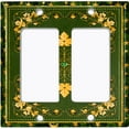 thumbnail image 6 of Metal Light Switch Plate Cover Elegant Starry Night Yellow Leaf Damask Green Frame FRA023, 6 of 13