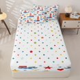 thumbnail image 4 of jejeloiu Playful Nautical Print Zipper Twin Comforter Sets with Fitted Sheet and 2 Pillowcases For Girls,Red Lighthouse Pattern Zipper Bedding Set,Multicolor,Polkadot Reversible,4 Pieces, 4 of 7