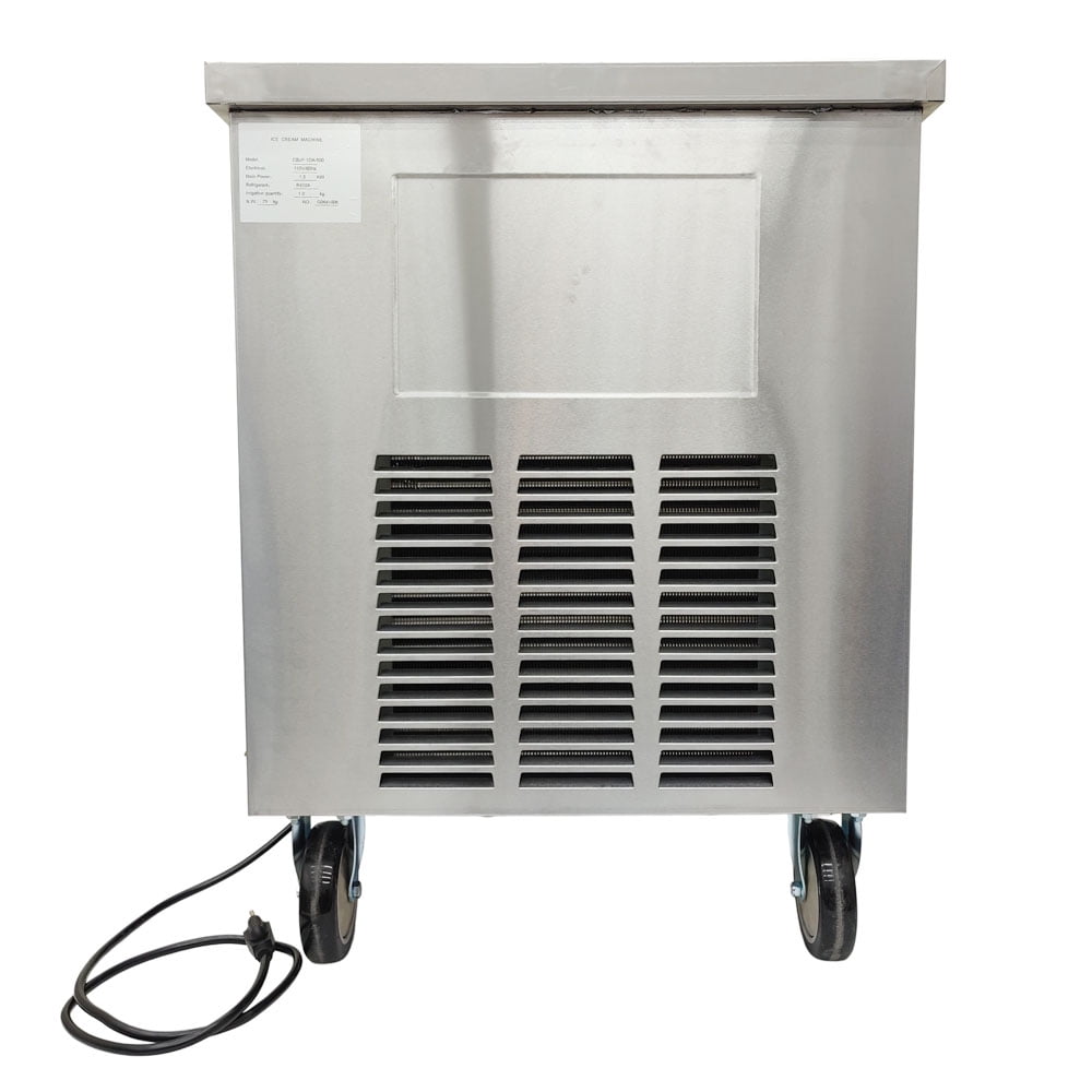INTBUYING Fried Ice Cream Machine Frozen Yogurt Stir-frying Ice Maker Stainless Steel with 2 Shovels