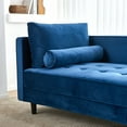 thumbnail image 3 of 64 inch Sleeper Chaise Furniture, 3-Seater Velvet Couch, Soft Tufted Seat Cushion Seats with 2 Throw Pillows, Mid-Century Sofa with Tool-Free Assembly for Small Space, 3 of 8