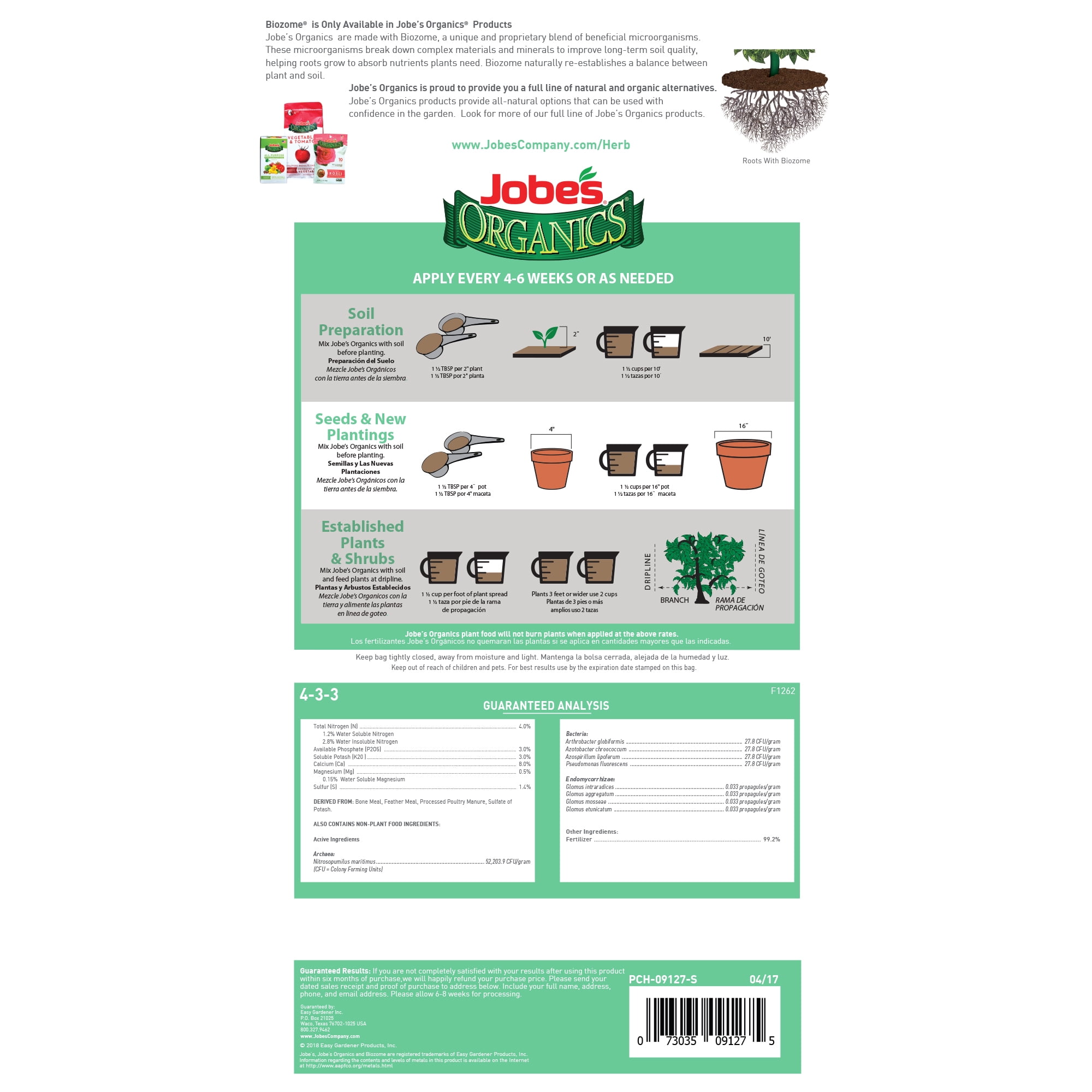 Jobe's Organics 4lbs. Granular Herb Plant Food