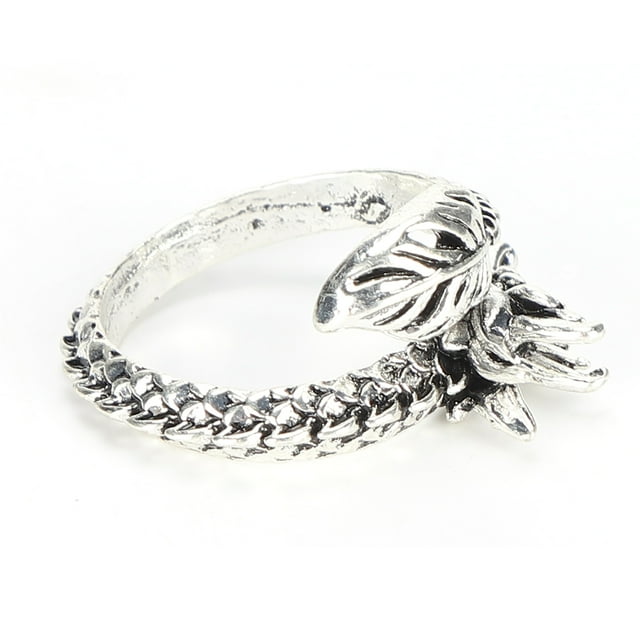 Anillos vintage Jadeshay Anillos punk vintage Anillos de dragón de Aleación Plata antigua Anillo ajustable con dragón
