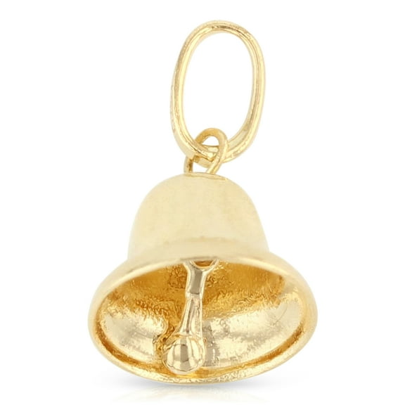 14K Yellow Gold Bell Charm Pendant For Necklace or Chain