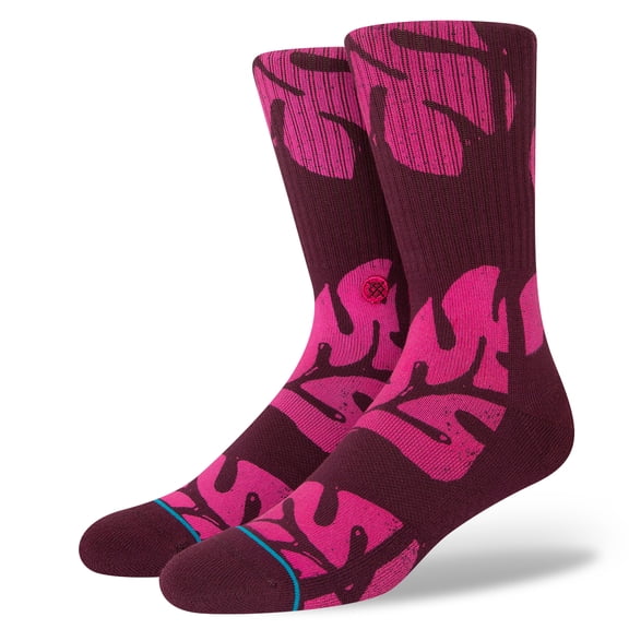Stance Men's Crew Socks ~ plantastic burgundy