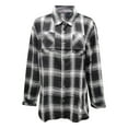 thumbnail image 4 of Arlun Plaid Flannel Long Sleeve Shirts for Women Buffalo Checkered Button down Loose Fit Blouse Tops Soft Comfy Fall Winter Stylish Outfits for Layering Black M, 4 of 5
