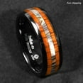 thumbnail image 5 of Tungsten Rings for Men Wedding Bands for Him Womens Wedding Bands for Her 8mm Black Koa Wood Abalone, 5 of 6