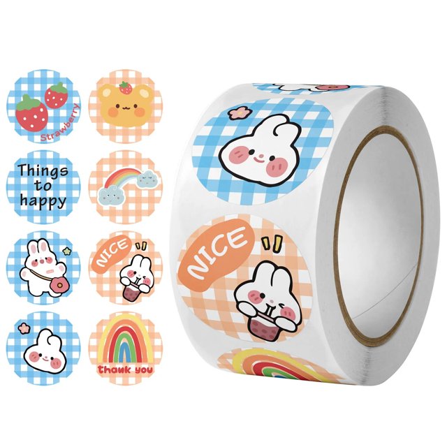 Pegatinas redondas de animales de dibujos animados, pegatinas de agradecimiento, oso lindo, recompensa de profesores, pegatinas de sellado hechas a mano, 100-500 piezas