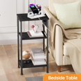 thumbnail image 5 of Tall Nightstand with Charging Station, 3 Tier Narrow Tall End Table with Storage, Slim Side Table with USB Ports and Outlets for Bedroom, Living Room, Office, Black, 5 of 7