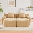 thumbnail image 3 of LifeSky Camel Teddy Fabric 2-Seat Sofa with 32D High Density Sponge Cushion, Anti-Slip Base, Ergonomic Curved Armrests, No Assembly Required, for Small Apartment Living Room and Bedroom, 3 of 11