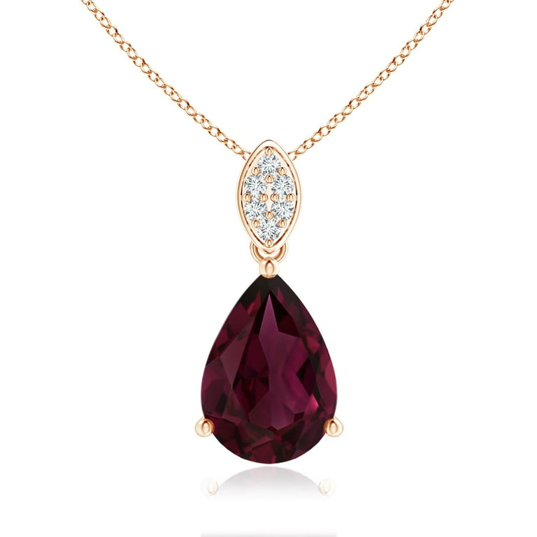 Angara Natural Rhodolite Garnet Solitaire Pendant Necklace for