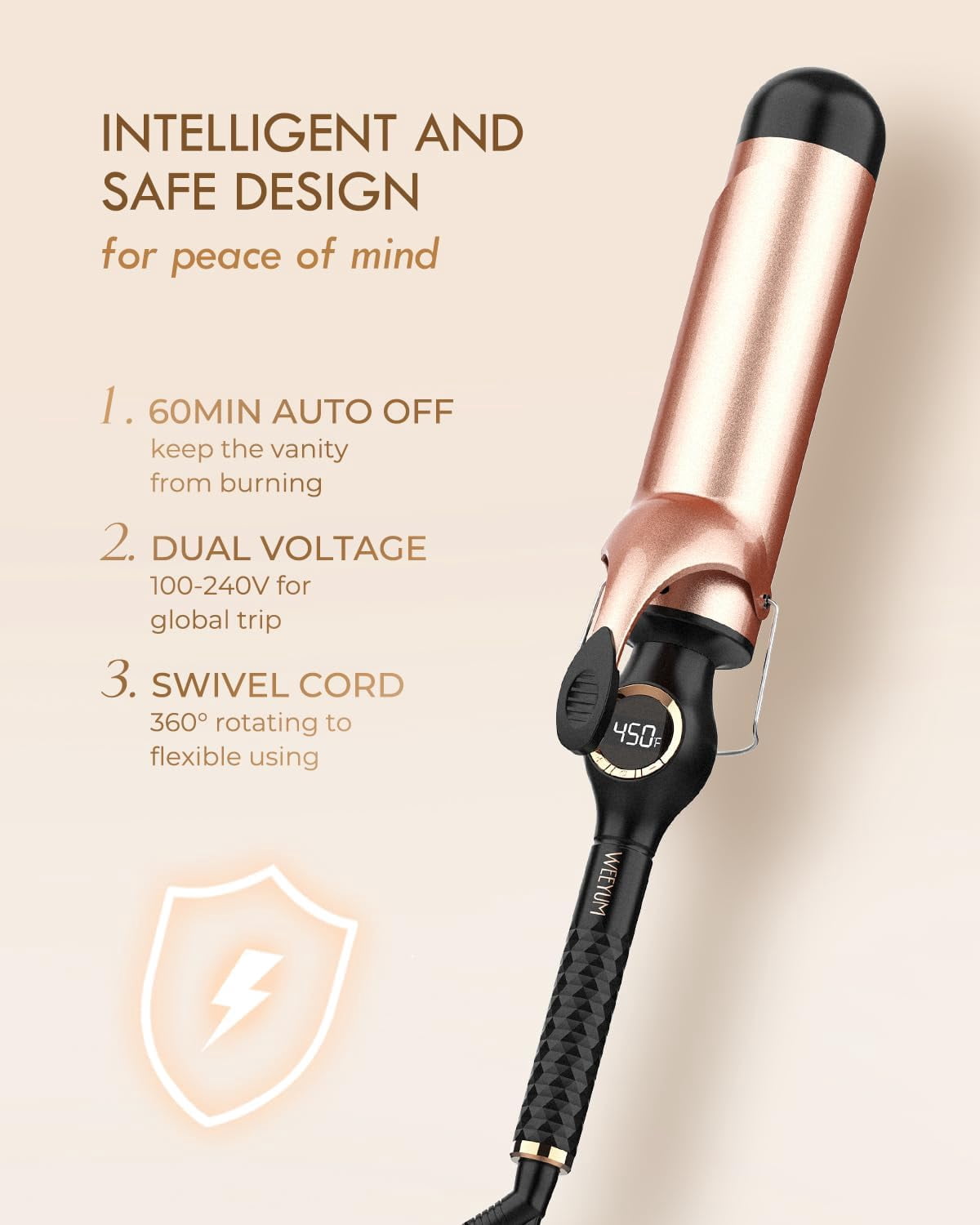 Curling Iron 2 Inch, Large Barrel Curling Wand