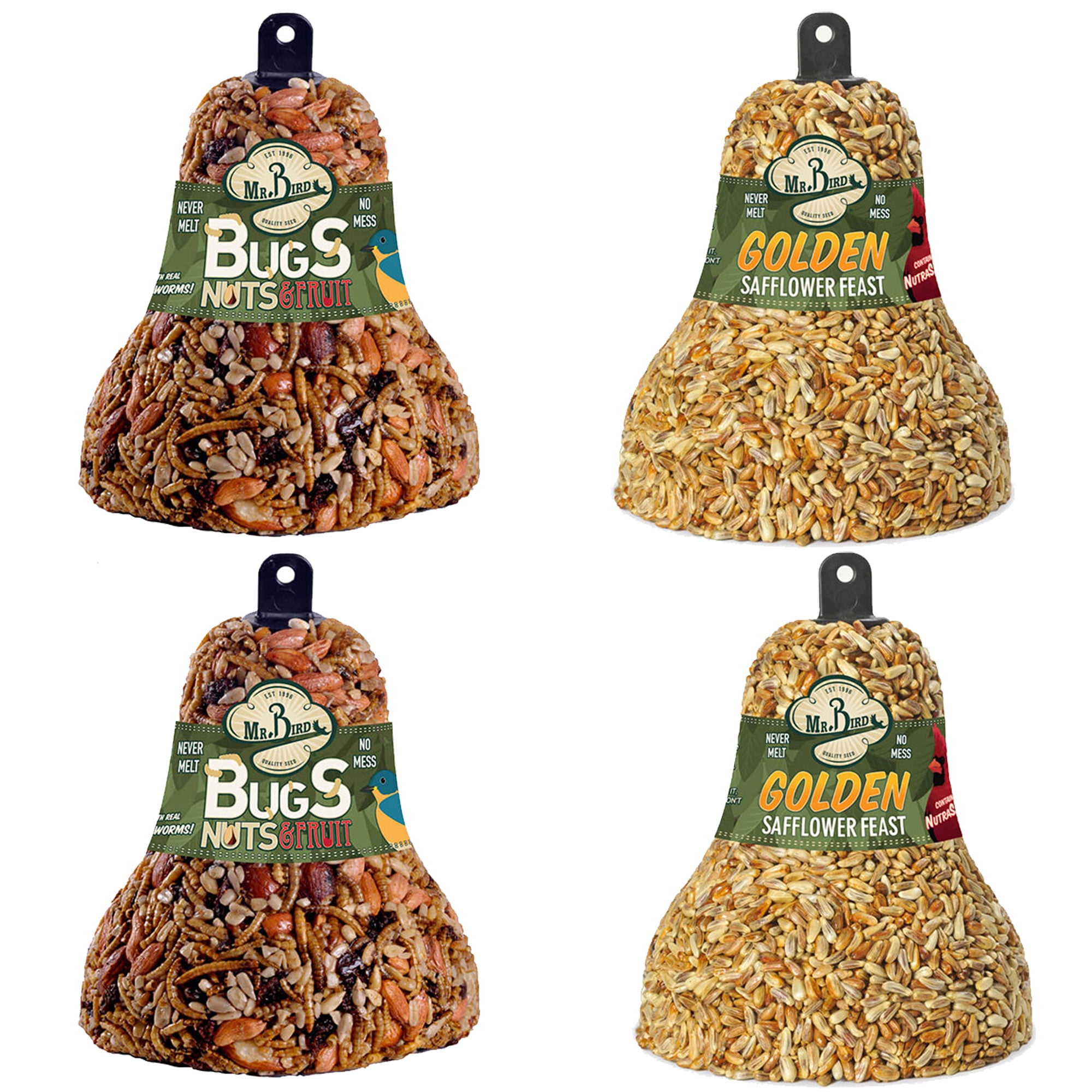 Home & Garden Golden Safflower & Bugs Nuts Seed Bird Fee Bell Mr.Bird