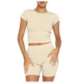 thumbnail image 2 of Njoeus Women 2 Piece Tracksuit Outfits Casual Bodycon Set Short Sleeve Tops and Biker Shorts Women Jogger Workout Sport Sets, 2 of 8