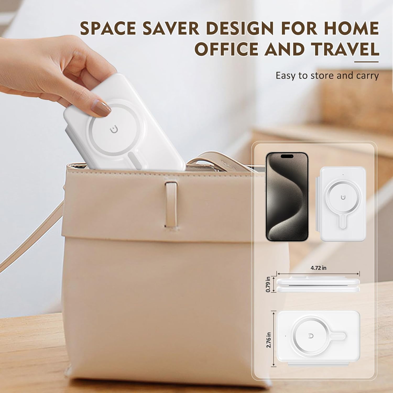 ETEPEHI Travel Magnetic Wireless Charger: 3 in 1 Foldable Charging Pad Compatible for iPhone 17 Air 16 15 14 Pro Max Plus, iWatch Series & Airpods