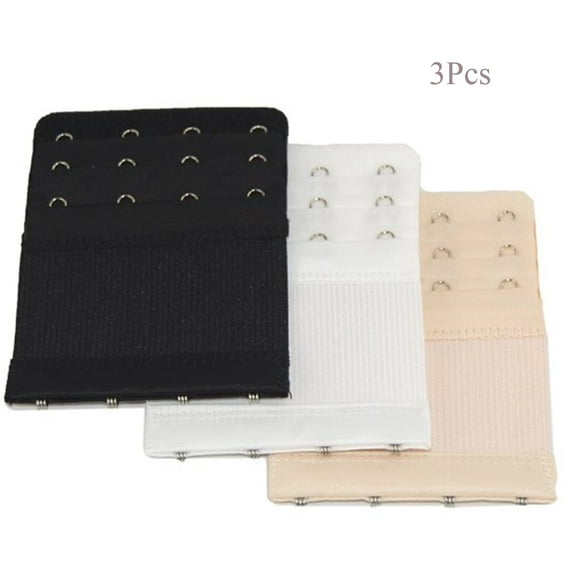 HAOYUNL Women's Bra Extender 4 Hook Soft Elastic Comfortable Bra Extension StrapUnderwear Extended  Buckle Multicolor 3Pcs