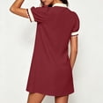 thumbnail image 6 of Oksale Boho Dresses for Women Vacation 2026 Elegant Puff Sleeve Mini Summer Dresses Floral V Neck Beach Dress for Travel Wine L, 6 of 10