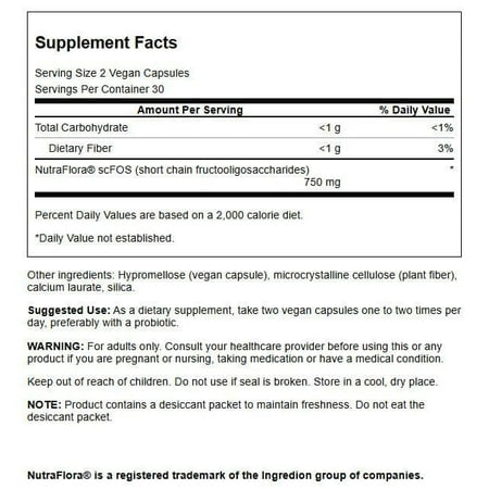 Swanson Prebiotic for Friendly Flora Support 375 mg 60 Veggie Capsules