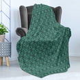 thumbnail image 4 of Damask Soft Flannel Fleece Blanket, Baroque Style Foliage Ornament with Rococo Curves and Renaissance Elements, Cozy Plush for Indoor and Outdoor Use, 50" x 60", Sea Green and Black, by Ambesonne, 4 of 5