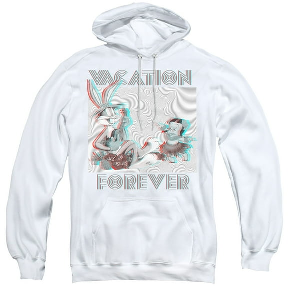 Looney Tunes Vacation Forever Adult Pullover Hoodie Sweatshirt White