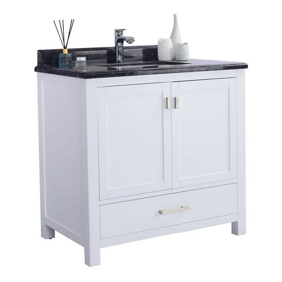 Laviva Wilson 36" Wood Cabinet with Marble Countertop in White/Black