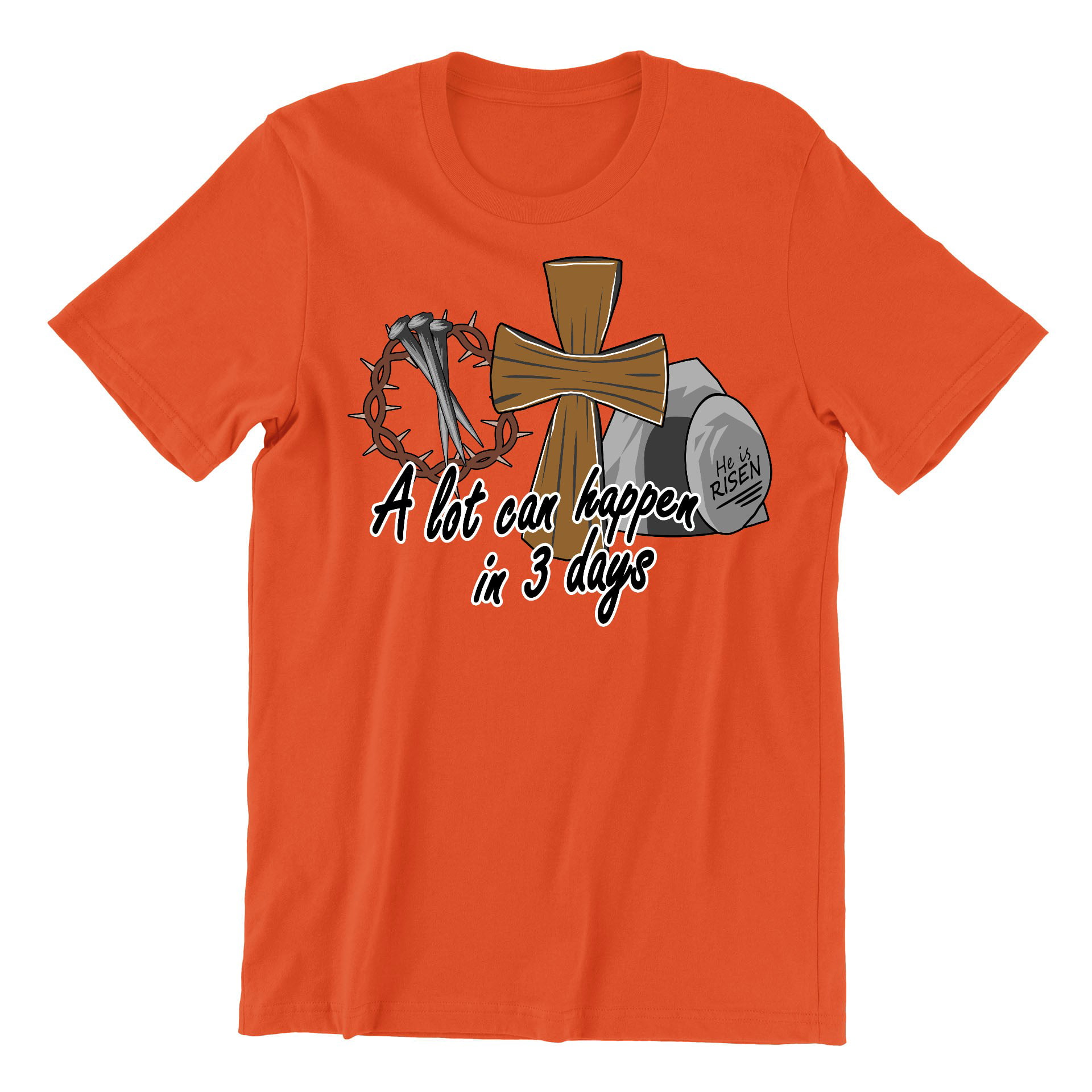 A Lot Can Happen in 3 Days He is Risen Christian Easter Church Men's T-shirt,  3XL, Orange 