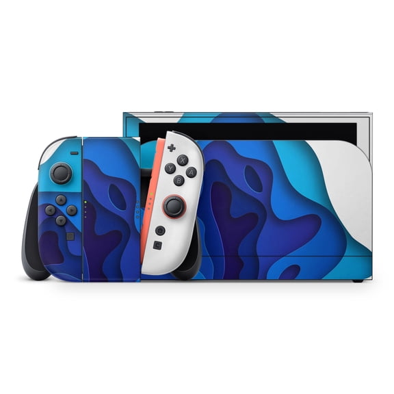 DesignSkinz 3D Blue Abstract Paper Cuts V2 Full-Body Skin Decal Wrap Cover for Nintendo Switch 2