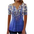 thumbnail image 1 of Pompotops Femmes Mode Casual Imprimé Col Rond en Vrac Manches Courtes T-shirt Top Chemisier Pull-Over Clair, 1 of 5