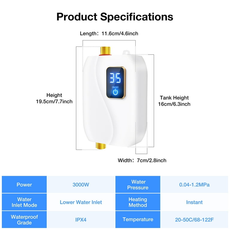 Novashion Electric Tankless Water Heater, 110V, Instant Hot