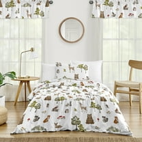 Sweet Jojo Designs Watercolor Woodland Forest Animals Twin Bed Comforter Bedding Set Boy Girl Gender Neutral Unisex
