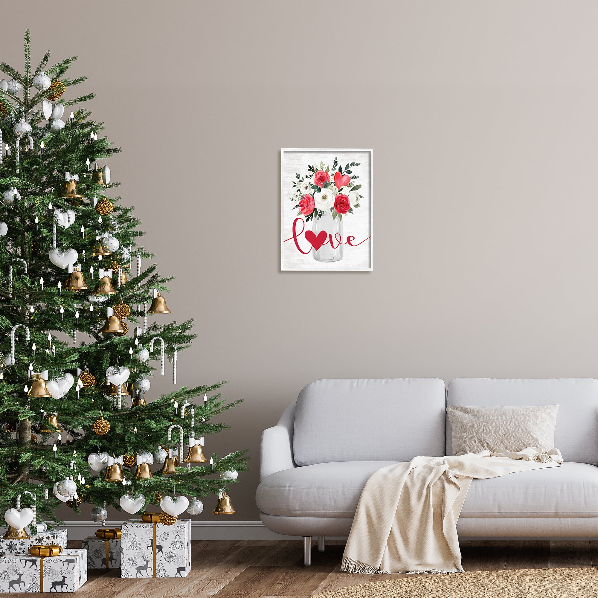 Stupell Industries Floral Valentine's Love Bouquet Botanical & Floral Painting White Framed Art Print Wall Art, 16 x 20