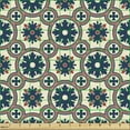thumbnail image 2 of Floral Fabric by the Yard, Ornate Silhouettes Pattern with Circle Abstract Vintage Design Inspiration, Decorative Upholstery Fabric for Chairs & Home Accents, Ruby Beige Navy Blue by Ambesonne, 2 of 5