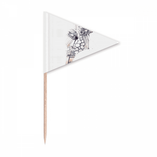 Architecture Baroque Bâtiment Peinture Aquarelle Cure-Dent Triangle Toppers de Cupcake Drapeau