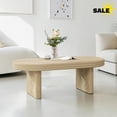 thumbnail image 2 of GZXS Farmhouse Coffee Table in Natural Wood Finish, Oval MDF Accent Center Tea Table, Easy Cleaning & Maintenance, 47.24"L x 23.62"W x 16.34"H, 2 of 9