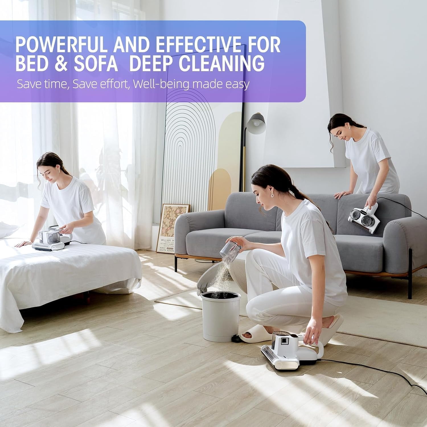 Aixiqee Mattress Vacuum Cleaner - 16Kpa Suction, UV-C Disinfection, 30000 RPM Brush, Heating, 500W, Corded