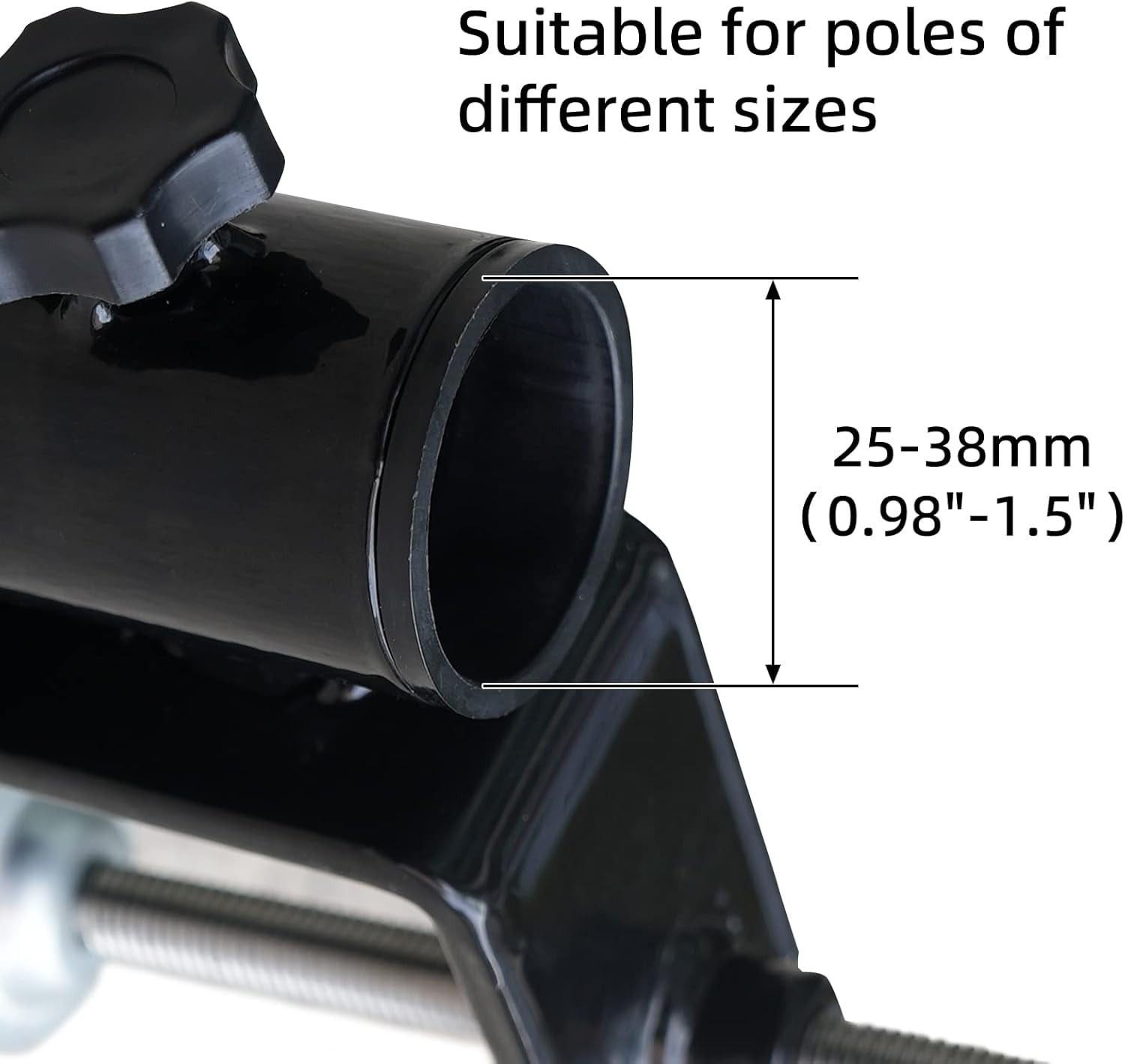 AMMSUN Heavy Duty Patio Umbrella Clamp Steel Holder for Square Balcony Rail Fence Outdoor Use,Black